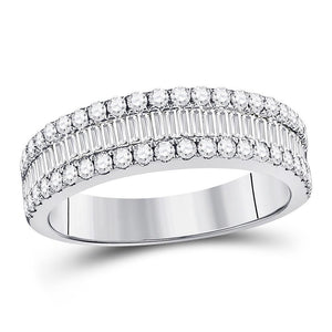 14kt White Gold Womens Baguette Diamond Anniversary Band Ring 7/8 Cttw