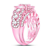 14kt Rose Gold Womens Round Diamond Bridal Wedding Engagement Ring Band Set 2.00 Cttw