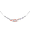 14kt Two-tone Gold Womens Round Diamond Bar 2-stone Necklace 1-1/3 Cttw (Certified)