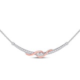 14kt Two-tone Gold Womens Round Diamond Bar 2-stone Necklace 1-1/3 Cttw (Certified)
