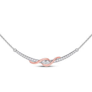 14kt Two-tone Gold Womens Round Diamond Bar 2-stone Necklace 1-1/3 Cttw (Certified)