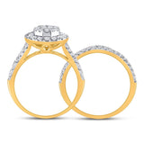 14kt Yellow Gold Womens Princess Diamond Bridal Wedding Engagement Ring Band Set 1.00 Cttw