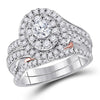 14kt Two-tone Gold Womens Round Diamond Bridal Wedding Engagement Ring Band Set 1-1/2 Cttw (Certified)