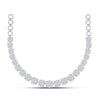14kt White Gold Womens Princess Diamond Cocktail Cluster Necklace 10.00 Cttw