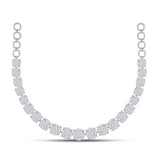 14kt White Gold Womens Princess Diamond Cocktail Cluster Necklace 10.00 Cttw