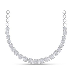 14kt White Gold Womens Princess Diamond Cocktail Cluster Necklace 10.00 Cttw