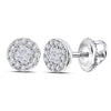 14kt White Gold Womens Princess Diamond Fashion Cluster Earrings 1/6 Cttw