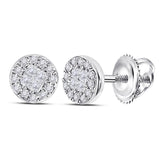 14kt White Gold Womens Princess Diamond Fashion Cluster Earrings 1/6 Cttw