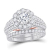 14kt Two-tone Gold Womens Round Diamond Bridal Wedding Engagement Ring Band Set 2.00 Cttw (Certified)