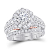 14kt Two-tone Gold Womens Round Diamond Bridal Wedding Engagement Ring Band Set 2.00 Cttw (Certified)