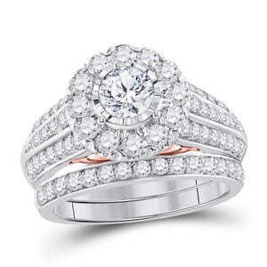 14kt Two-tone Gold Womens Round Diamond Bridal Wedding Engagement Ring Band Set 2.00 Cttw (Certified)