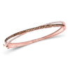14kt Rose Gold Womens Round Brown Diamond Crossover Bangle Bracelet 1.00 Cttw