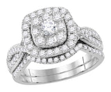 14kt White Gold Womens Round Diamond Bridal Wedding Engagement Ring Band Set 1.00 Cttw (Certified)