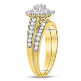 14kt Yellow Gold Womens Round Diamond Bridal Wedding Engagement Ring Band Set 1.00 Cttw (Certified)