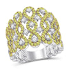 14kt White Gold Womens Round Yellow Diamond Twist Cocktail Ring 1-3/4 Cttw