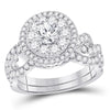 14kt White Gold Womens Round Diamond Bridal Wedding Engagement Ring Band Set 2.00 Cttw (Certified)