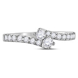 14kt White Gold Womens Round Diamond 2-stone Bridal Wedding Engagement Ring 1/2 Cttw (Certified)