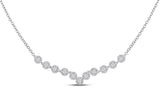 14kt White Gold Womens Princess Diamond Fashion Cocktail Necklace 1-7/8 Cttw