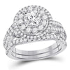 14kt Two-tone Gold Womens Round Diamond Bridal Wedding Engagement Ring Band Set 2.00  (Certified)