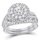 14kt Two-tone Gold Womens Round Diamond Bridal Wedding Engagement Ring Band Set 2.00  (Certified)