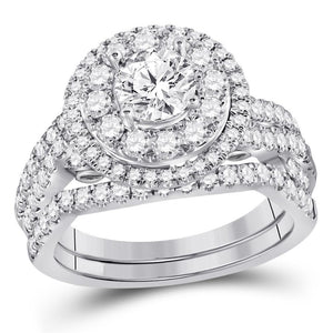 14kt Two-tone Gold Womens Round Diamond Bridal Wedding Engagement Ring Band Set 2.00  (Certified)