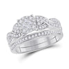 14kt White Gold Womens Princess Diamond Bridal Wedding Engagement Ring Band Set 5/8 Cttw