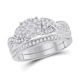 14kt White Gold Womens Princess Diamond Bridal Wedding Engagement Ring Band Set 5/8 Cttw