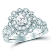 14kt White Gold Womens Round Diamond Bridal Wedding Engagement Ring Band Set 1.00 Cttw (Certified)