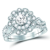 14kt White Gold Womens Round Diamond Bridal Wedding Engagement Ring Band Set 1.00 Cttw (Certified)