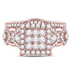 14kt Rose Gold Womens Round Diamond Bridal Wedding Engagement Ring Band Set 1-1/4 Cttw