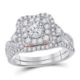 14kt Two-tone Gold Womens Round Diamond Bridal Wedding Engagement Ring Band Set 1.00 Cttw (Certified)