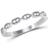 14kt White Gold Womens Round Diamond Geometric Stackable Band Ring 1/10 Cttw