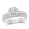 14kt White Gold Womens Round Diamond Bridal Wedding Engagement Ring Band Set 1.00 Cttw (Certified)