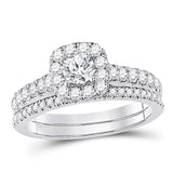 14kt White Gold Womens Round Diamond Bridal Wedding Engagement Ring Band Set 1.00 Cttw (Certified)