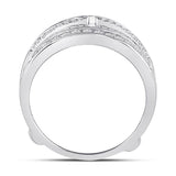 14kt White Gold Womens Round Diamond Wrap Ring Guard Enhancer 1/2 Cttw