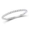 14kt White Gold Womens Round Diamond Classic Stackable Band Ring 1/6 Cttw