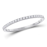 14kt White Gold Womens Round Diamond Classic Stackable Band Ring 1/6 Cttw