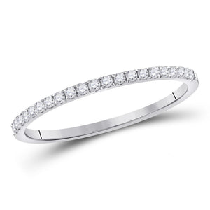 14kt White Gold Womens Round Diamond Classic Stackable Band Ring 1/6 Cttw