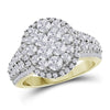 14kt Yellow Gold Womens Round Diamond Right Hand Cluster Ring 1-3/4 Cttw