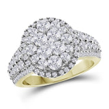 14kt Yellow Gold Womens Round Diamond Right Hand Cluster Ring 1-3/4 Cttw