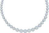 14kt White Gold Womens Round Diamond Cocktail Flower Cluster Necklace 14.00 Cttw