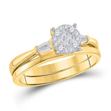 14kt Yellow Gold Womens Princess Diamond Bridal Wedding Engagement Ring Band Set 1/4 Cttw