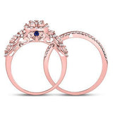 14kt Rose Gold Womens Round Diamond Bridal Wedding Engagement Ring Band Set 1.00 Cttw