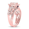 14kt Rose Gold Womens Round Diamond Bridal Wedding Engagement Ring Band Set 1.00 Cttw