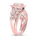 14kt Rose Gold Womens Round Diamond Bridal Wedding Engagement Ring Band Set 1.00 Cttw