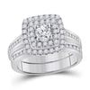 14kt White Gold Womens Round Diamond Bridal Wedding Engagement Ring Band Set 1.00 Cttw (Certified)
