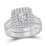 14kt White Gold Womens Round Diamond Bridal Wedding Engagement Ring Band Set 1.00 Cttw (Certified)