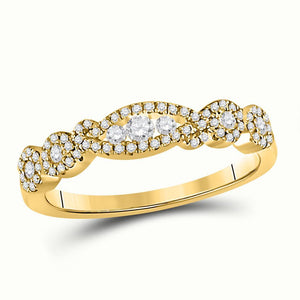 14kt Yellow Gold Womens Round Diamond 3-stone Band Ring 3/8 Cttw