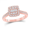 14kt Rose Gold Womens Baguette Diamond Halo Cluster Bridal Wedding Engagement Ring 1/2 Cttw