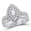 14kt Two-tone Gold Womens Marquise Diamond Bridal Wedding Engagement Ring Band Set 1.00 Cttw (Certified)